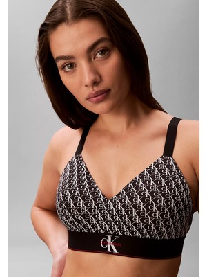 Calvin Klein Kadın Pamuklu Elastik Logo Desenli Bel Bantlı Siyah Büstiyer LV00QF8877-2Y1