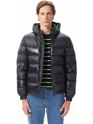 Lacoste Erkek Relaxed Fit Kapüşonlu Siyah Mont