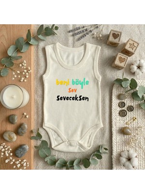 Baby Sena Babysena Beni Böyle Sev Seveceksen Baskılı Kolsuz Kız/erkek Bebek Body (0-3 Yaş)