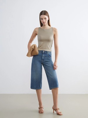 LC Waikiki Indigo Standart Fit Kadın Jean Kapri