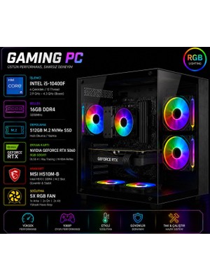 Apphirex Blood X15 I5-10400F 16GB Ram 512GB M2 SSD RTX5060 Masaüstü Oyun Bilgisayarı