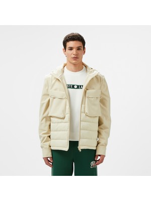 Lacoste Erkek Regular Fit Kapüşonlu Baskılı Krem Mont