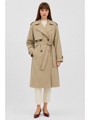 Ressho Kadın Kemerli Uzun Trençkot – Su Geçirmez, Astarlı, Oversize Model