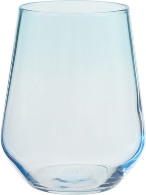 Mudo Home CAPRI BARDAK 425 ML Cam Kulpsuz Su Bardağı Mavi Renkli Özel Tasarım