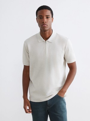 LC Waikiki Bej Polo Yaka Erkek Penye Tişört