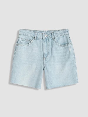 LC Waikiki Mavi Yüksek Bel Bermuda Fit Kadın Jean Şort
