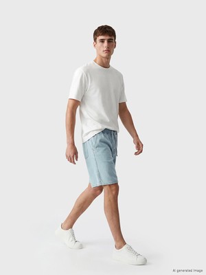LC Waikiki Indigo Loose Fit Erkek Jean Şort