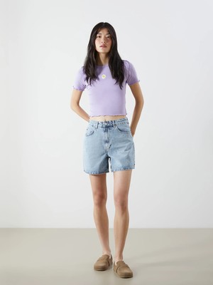 LC Waikiki Mavi Standart Fit Kadın Jean Şort