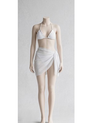 Plaj Kaftanı Mayo Bikini Üstü Bağlamalı Plaj Kıyafeti (150X50 cm Mini Boy)