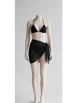 Plaj Kaftanı Mayo Bikini Üstü Bağlamalı Plaj Kıyafeti (150X50 cm Mini Boy)
