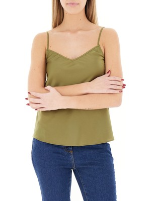 Armani Exchange Kadın Ince Ip Askılı V Yaka Saten Yeşil Bluz 8NYH05 YNZ5Z-U7043
