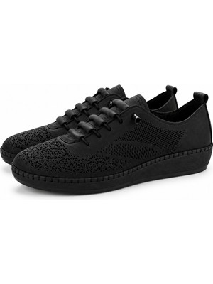 Patron Shoes Hakiki Deri Günlük Kadın Ayakkabı Ortopedik Taban Lazer Kesim Konforlu