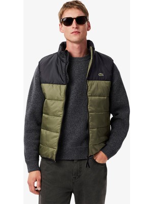 Lacoste Erkek Kapüşonlu Renk Bloklu Haki Şişme Yelek