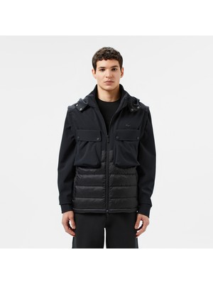 Lacoste Erkek Regular Fit Kapüşonlu Baskılı Siyah Mont