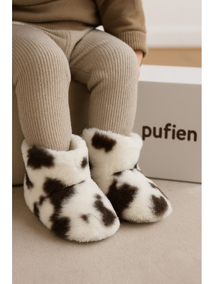 Pufien Çocuk ve Bebek Panduf, Kışlık Peluş Bot, Yumuşak, Sıcak Tutan, Kaymaz Tabanlı Ev Içi Patik, Ev Botu