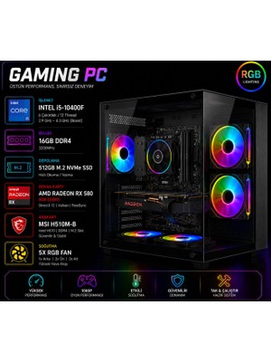 Apphirex Blood X58 I5-10400F 16GB Ram 512GB M2 SSD RX580 8gb Masaüstü Oyun Bilgisayarı