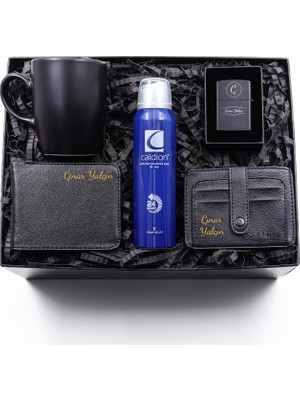 vegahediye v vega Kişiye Özel Zippo Çakmak & Erkek Deodorant & Cüzdan & Kartlık & Siyah Kupa Hediye Seti