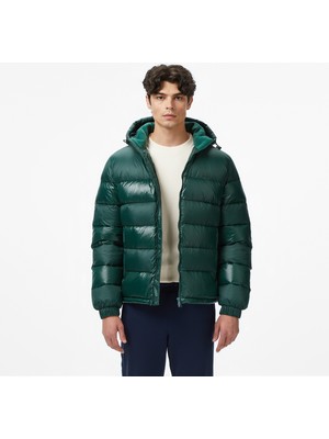 Lacoste Erkek Relaxed Fit Kapüşonlu Koyu Yeşil Mont