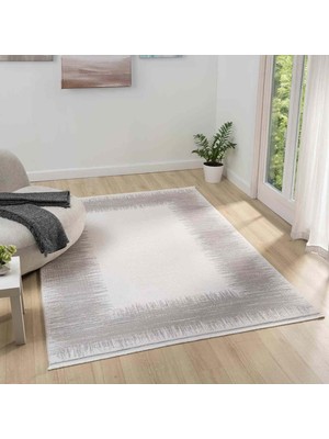 Pera Halı Gri Beyaz Bordürlü Modern Halı - MK0560GRL