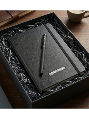 vegahediye v vega Kişiye Özel Siyah Defter & Siyah Kalem Ofis Hediye Seti