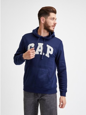 Gap Erkek Lacivert Logo Kapüşonlu Sweatshirt