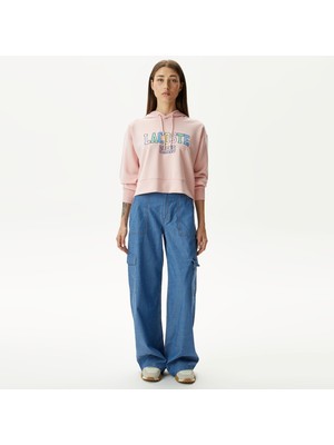 Lacoste Kadın Loose Fit Mavi Jean Pantolon