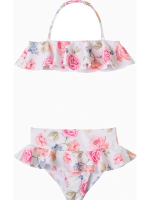 Chloe Chloé Kids Çiçek Desenli Fırfırlı Kız Çocuk Bikini