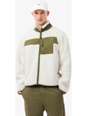 Lacoste Erkek Regular Fit Fermuarlı Renk Bloklu Beyaz Mont