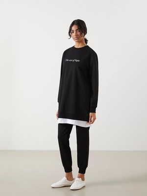 LC Waikiki Siyah Beli Lastikli Kadın Jogger Eşofman Altı