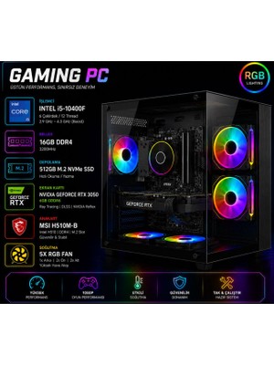 Apphirex Blood X45 I5-10400F 16GB Ram 512GB M2 SSD RTX3050 Masaüstü Oyun Bilgisayarı
