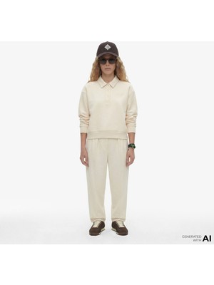 Lacoste Kadın Oversize Fit Krem Pantolon