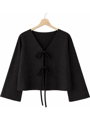 Cng Moda Önden Bağlamalı Kısa Kimono