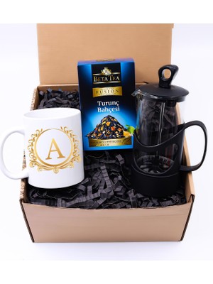 vegahediye v vega French Press & Kişiye Özel Baskı Kupa &beta Tea Turunç Bahçesi  Hediye Seti