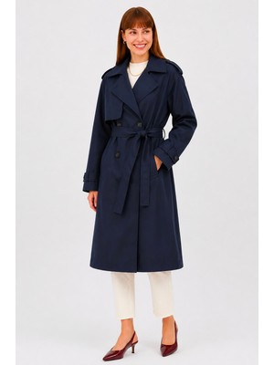 Ressho Kadın Kemerli Uzun Trençkot – Su Geçirmez, Astarlı, Oversize Model