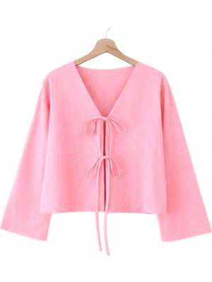 Cng Moda Önden Bağlamalı Kısa Kimono