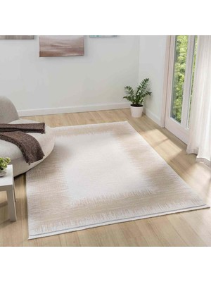 Pera Halı Krem Bej Eskitme Bordürlü Sade Modern Halı - MK0560BJL