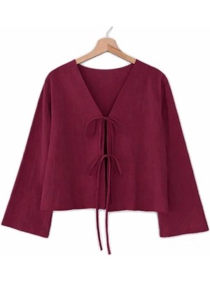 Cng Moda Önden Bağlamalı Kısa Kimono