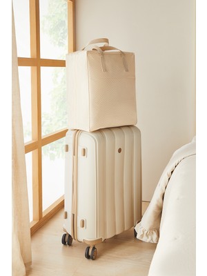 Ocean Home Textile Bej Balıksırtı Ayakkabı Taşıma Seyahat Çantası 36 x 41 x 20 cm