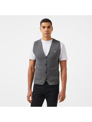Lacoste Erkek Classic Fit Gri Triko Yelek