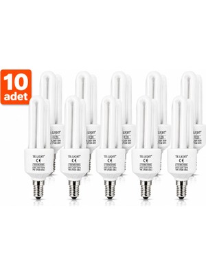 Te-Light 10 Adet | 13 Watt | Tasarruflu Ampül | Sarı Işık | E14 Duy'lu