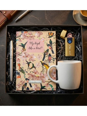 vegahediye v vega Kişiye Özel USB Çakmak & Defter & Kupa & Kalem Premium Hediye Seti Sarı
