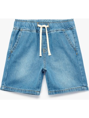 Koton Pamuklu Beli Bağcıklı Rahat Kesim Denim Şort