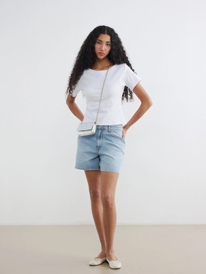 LC Waikiki Mavi Regular Fit Kadın Jean Şort
