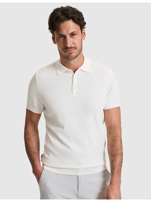 Pierre Cardin Erkek Ekru Slim Fit %100 Pamuk Düğmeli Polo Yaka Triko Tişört 50325046-VR019