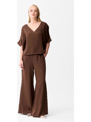 Love My Body Beli Lastikli Pantolon Kahve 153L9759002