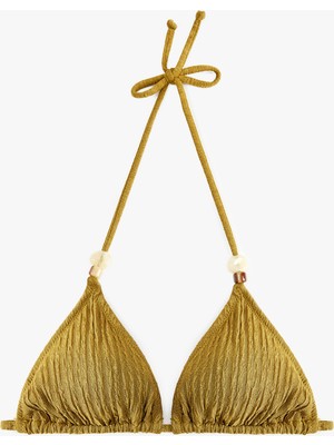 Koton Boncuk Detaylı Dokulu Üçgen Bikini Üstü