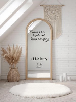Lora Wedding Nişan Ayna Yazısı Isme Özel 50CM Beyaz | Cheers To Love ve Isimleriniz Yazılı Söz Nişan Düğün Için Karşılama Ayna Yazısı Sticker, Folyo, Vinil