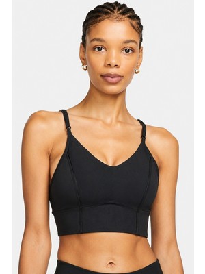 Nike Yoga Indy Light Support Padded Long Cut Sports Bra Kadın Hafif Destekli Dolgulu Sütyen Bra Siyah