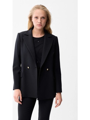 Love My Body Kruvaze Gabardin Ceket Siyah 119L8702005