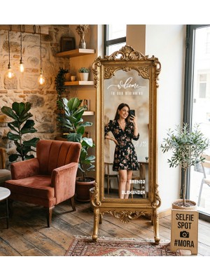Lora Wedding Nişan Ayna Yazısı Isme Özel 50CM Beyaz | Welcome To Our Beginning ve Isimleriniz Yazılı Söz Nişan Düğün Için Karşılama Ayna Yazısı Sticker, Folyo, Vinil